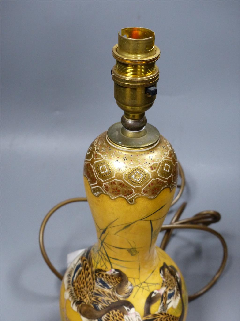 A Satsuma gourd shaped lamp base